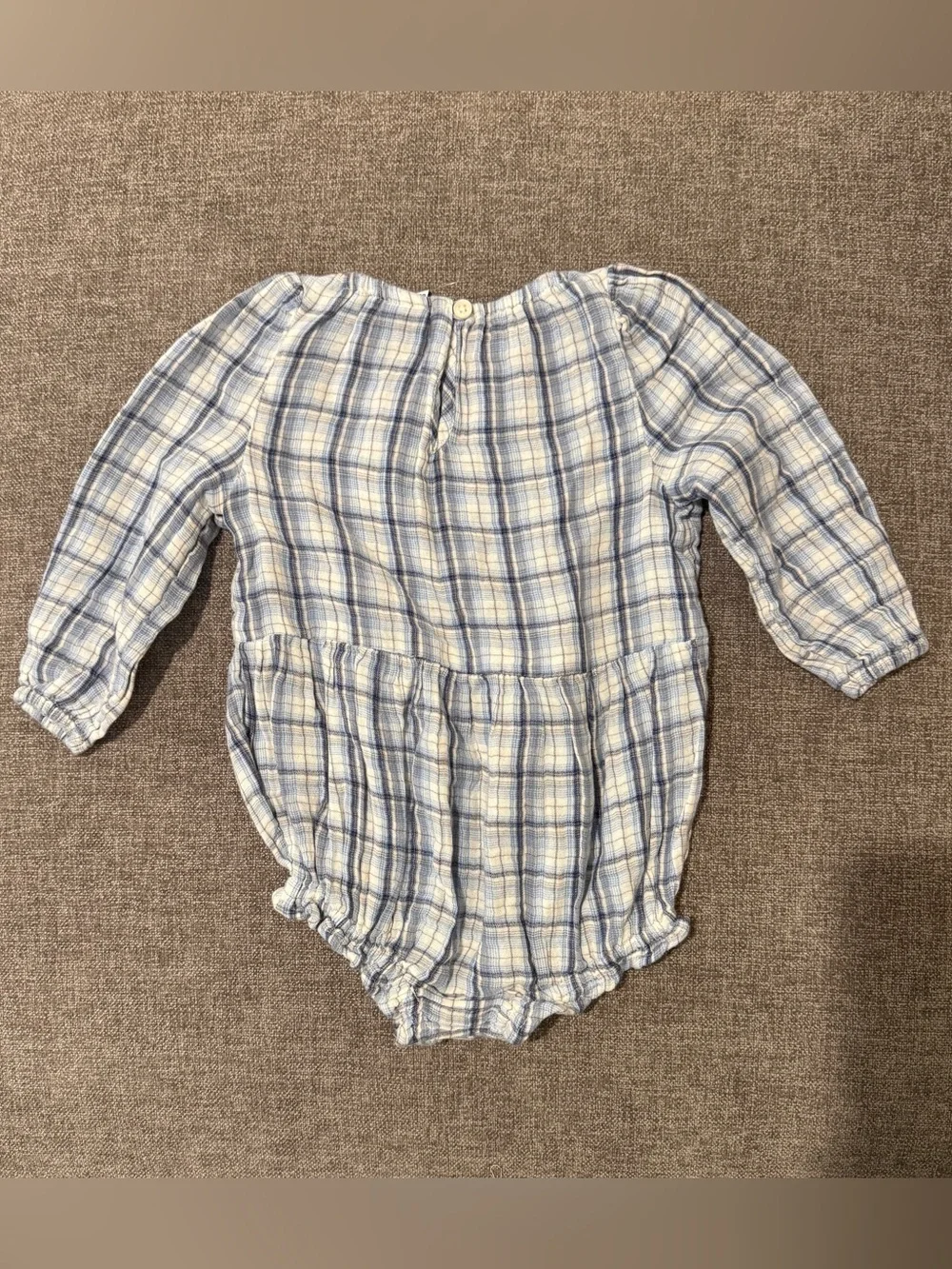 Old Navy Light Blue Plaid Baby Romper 12-18m NWT